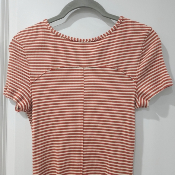 FREE PEOPLE Frenchie Striped Short Sleeve Top, Cayenne Combo, High Stretch, L - Picture 14 of 16